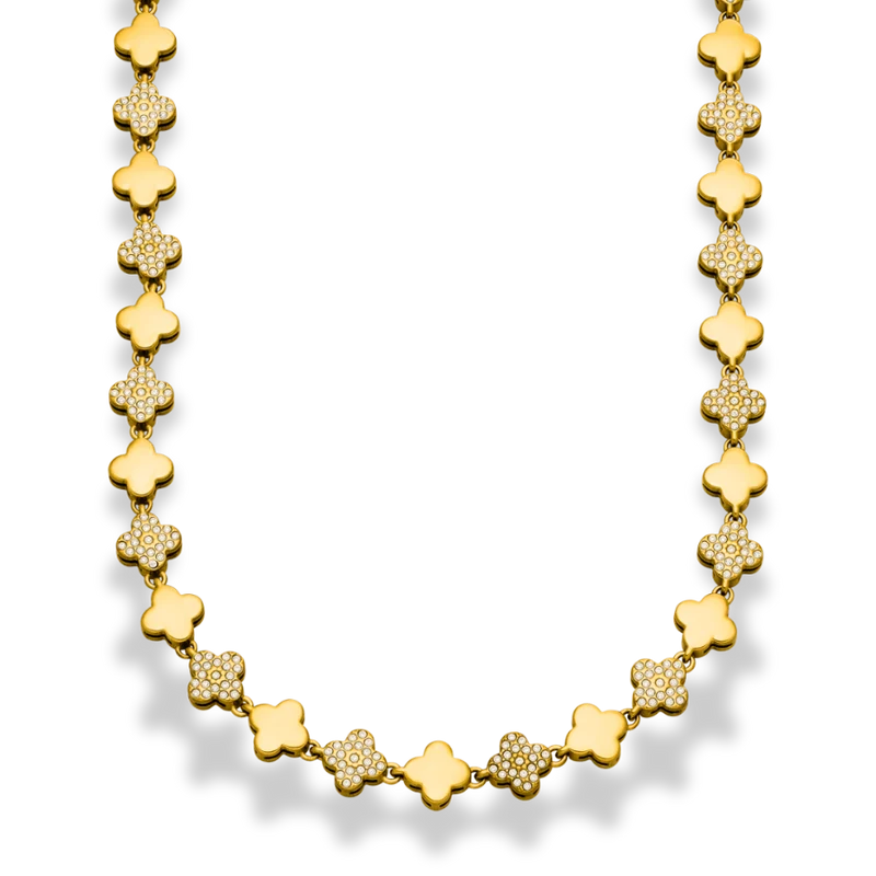 Golden Pave Leaf Kette 14K Vergoldet