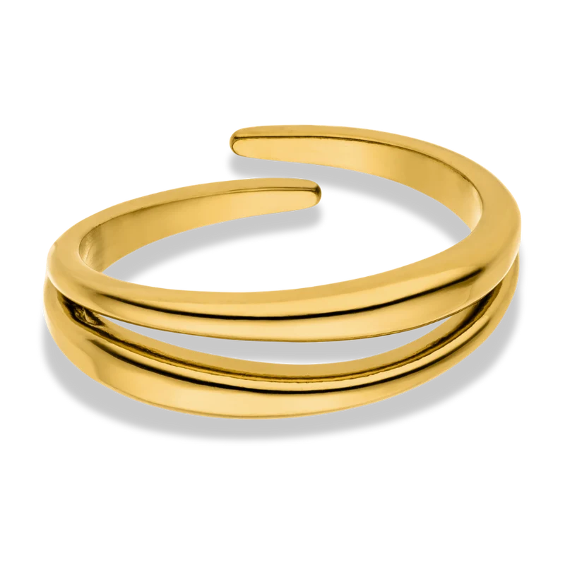 Double Line Ring 14K Vergoldet
