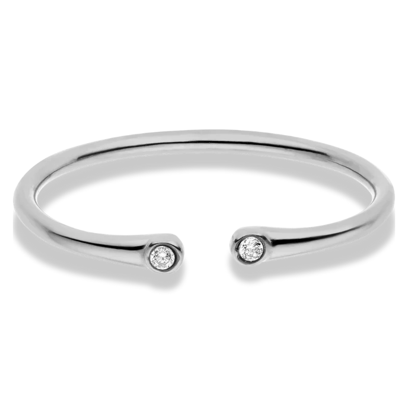 Slim Twin Pave Ring 14K Vergoldet