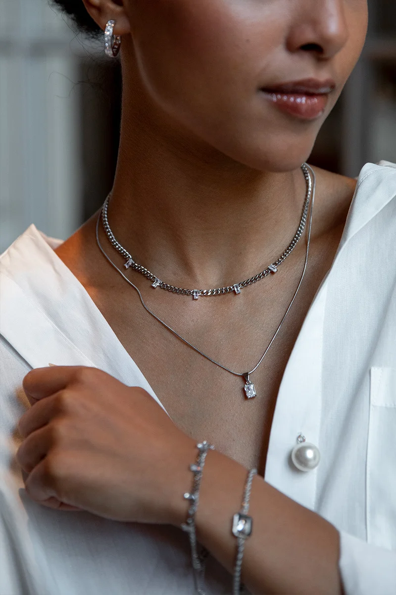 Baguette Stone Pendant Necklace