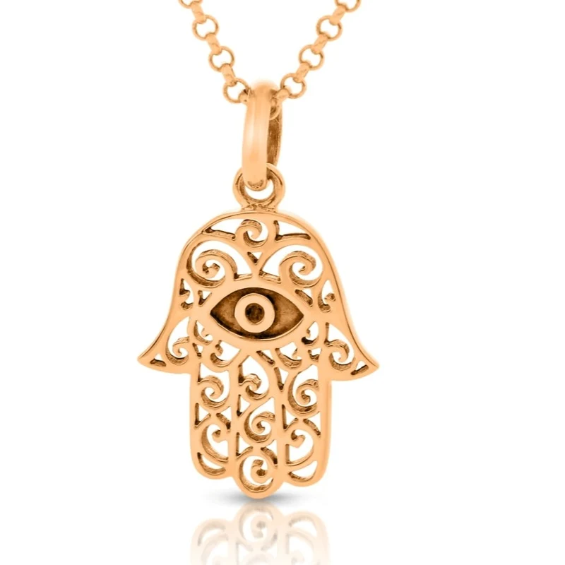 Halskette Hand Anhänger rosé vergoldet Hamsa Fatima