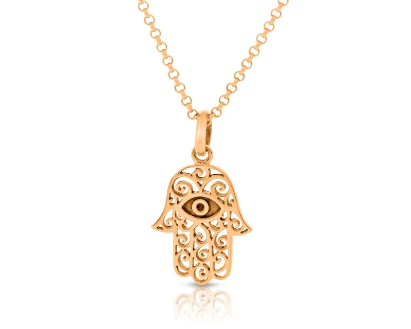 Halskette Hand Anhänger rosé vergoldet Hamsa Fatima