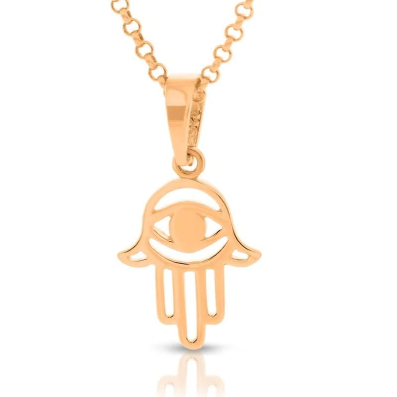 Hamsa Hand Kette Anhänger rosé vergoldet Hand Fatima