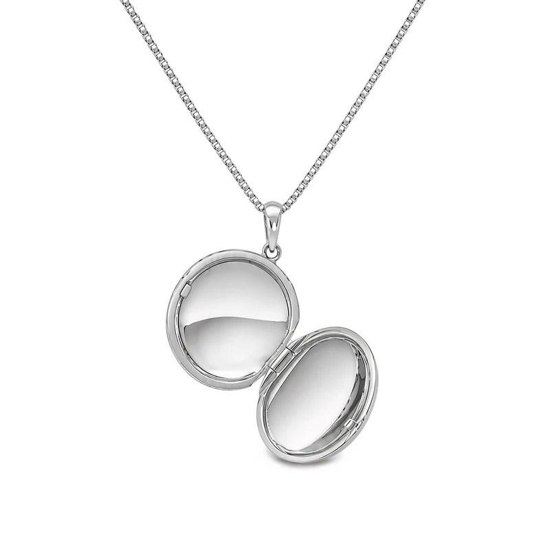 Silver Engravable Round Locket with Rhodium Finish