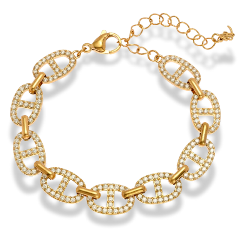 Glamorous Pave Deluxe Armband 14 Karat Vergoldet