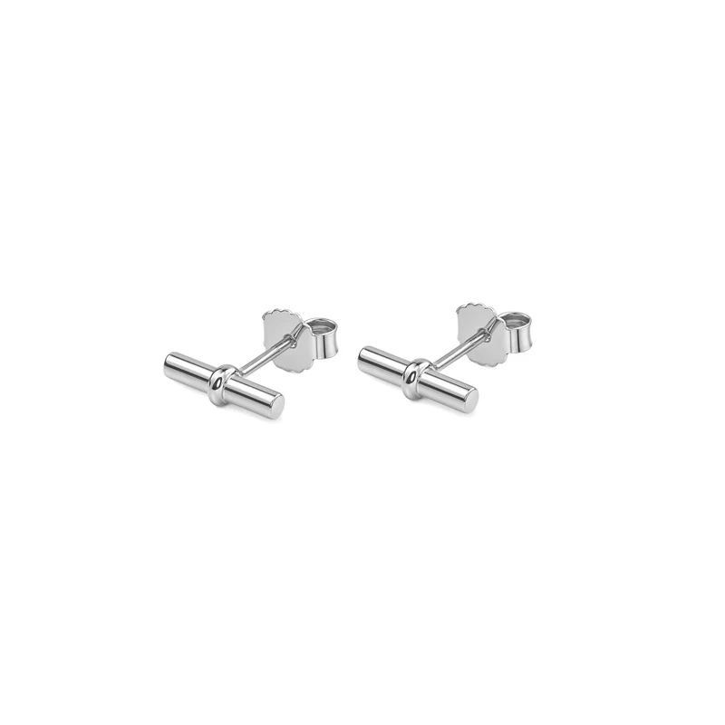 Silver Bar Stud Earrings