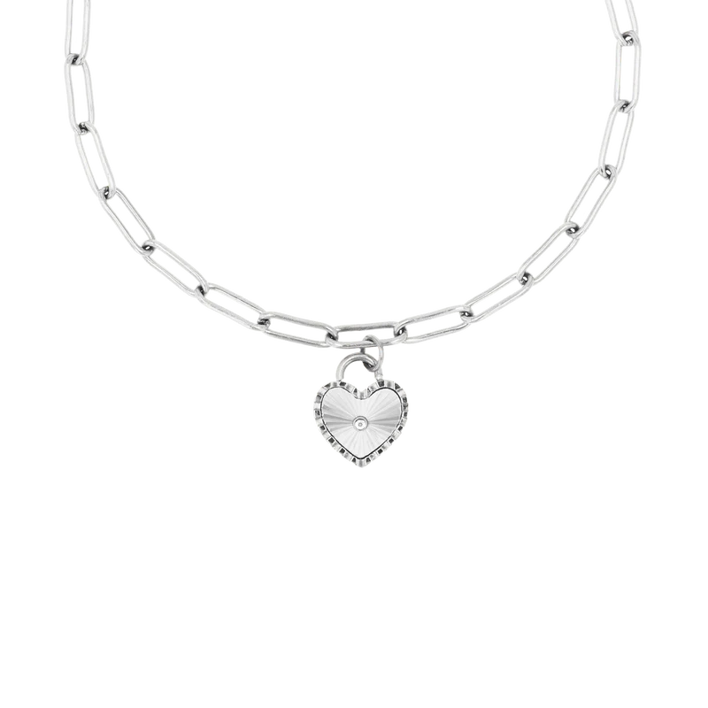 Sunray Heart Charm Pendant Bracelet