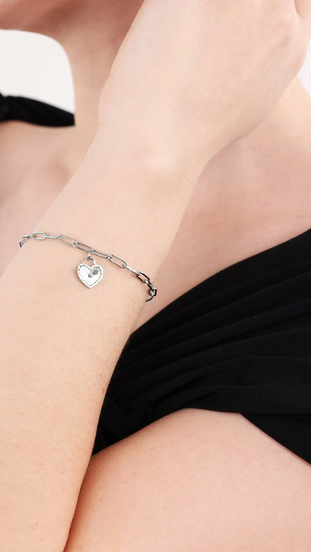 Sunray Heart Charm Pendant Bracelet