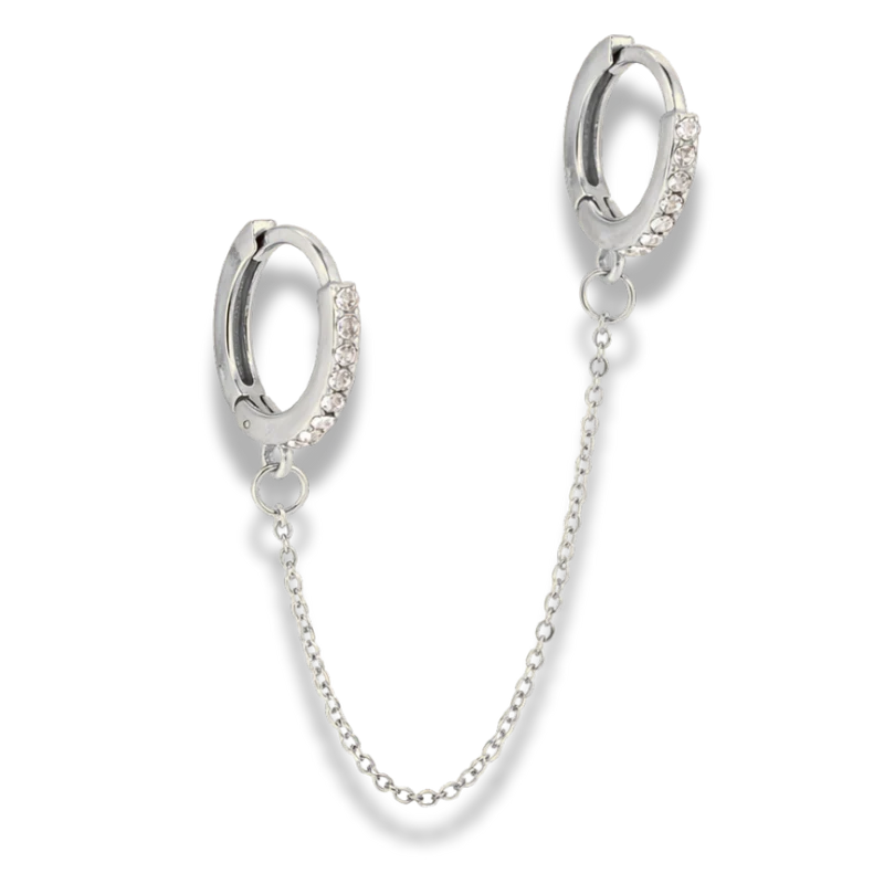 Double Pave Huggie Ohrringe 14K Vergoldet