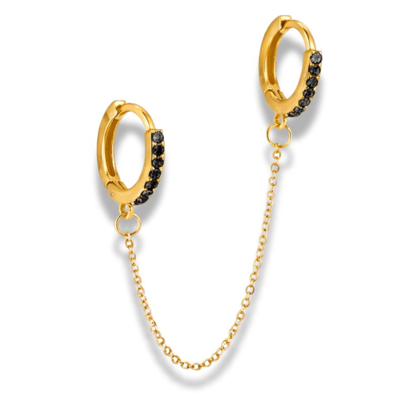 Double Pave Huggie Ohrringe 14K Vergoldet