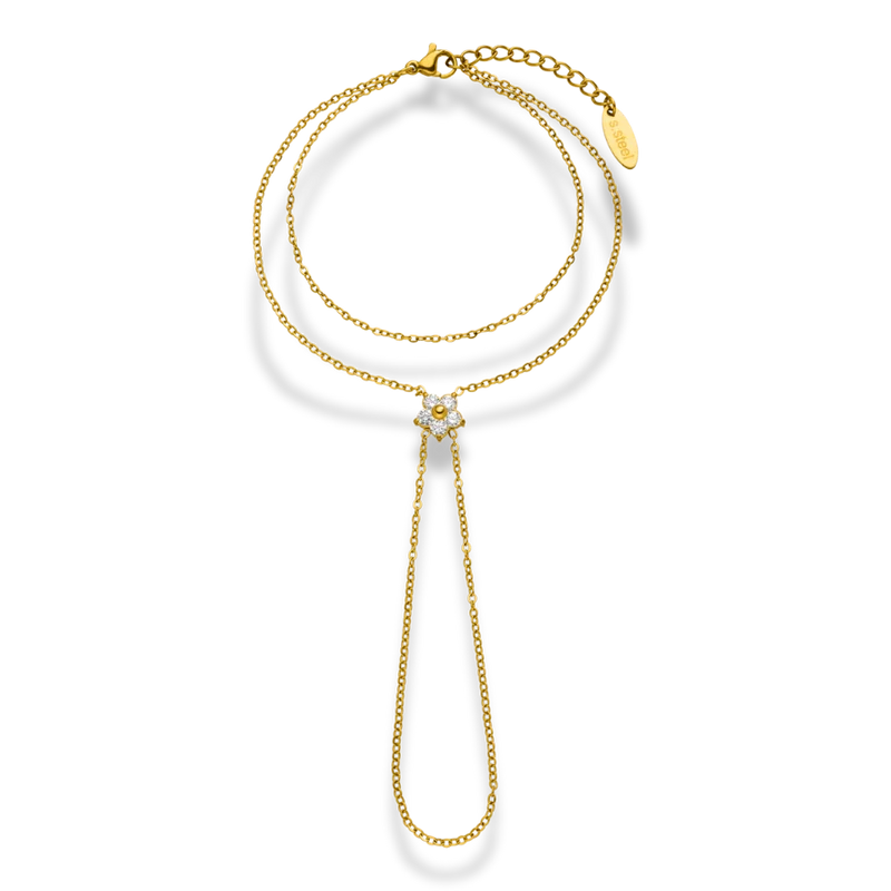 Crystal Flower Handkette 18K Vergoldet