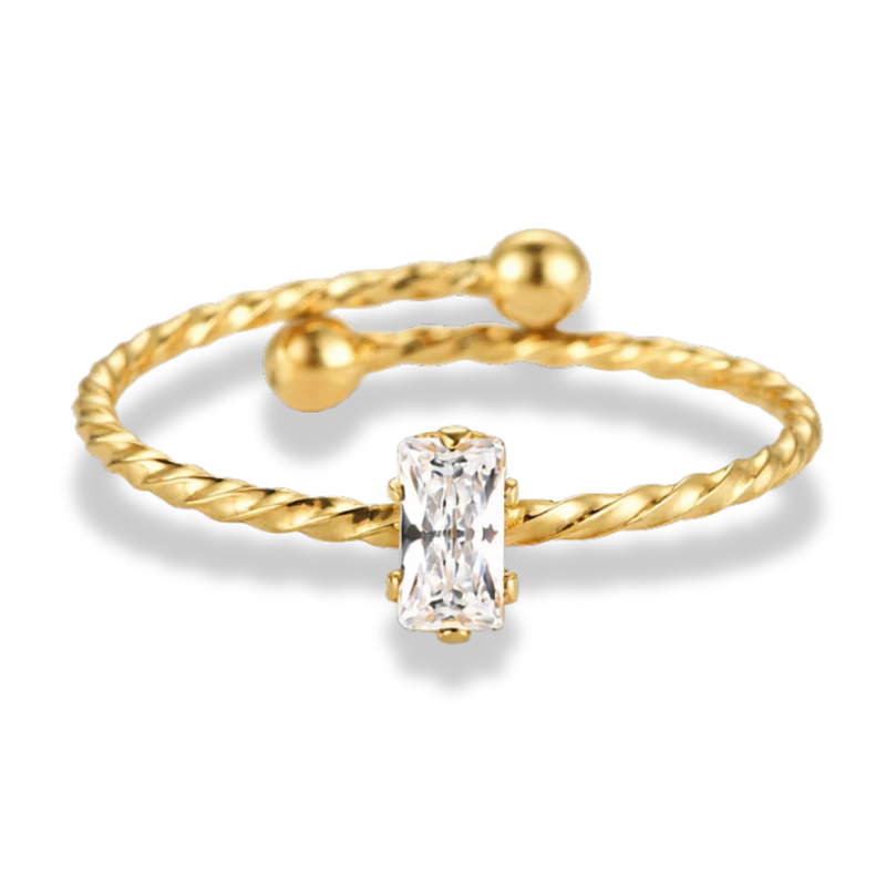 Twist Baguette Ring 14K Vergoldet