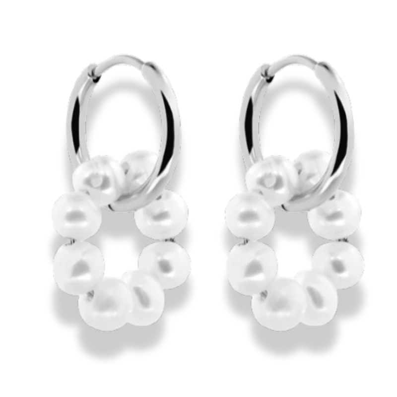Karma Pearl Huggie Hoop Ohrringe 14K Vergoldet