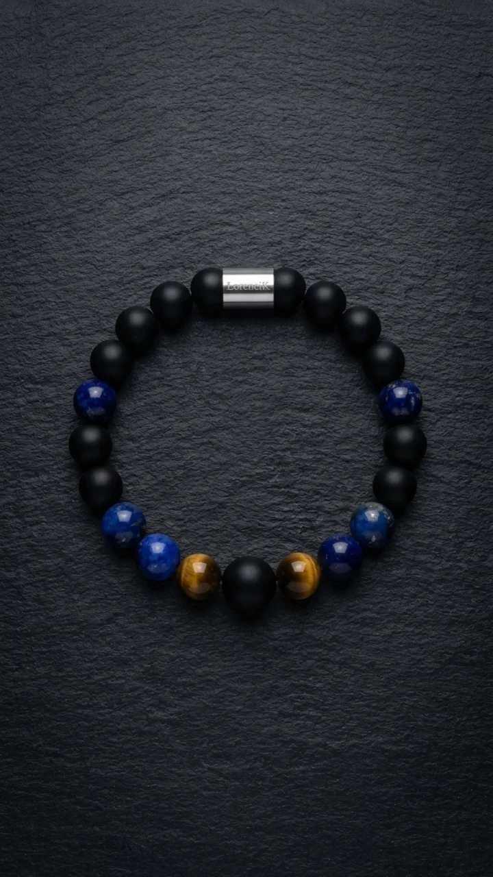 Infinity Balance – Kraft & Harmonie | Perlenarmband Herren 3 Steine 8mm