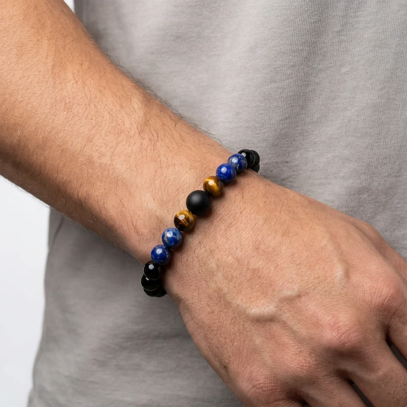 Infinity Balance – Kraft & Harmonie | Perlenarmband Herren 3 Steine 8mm