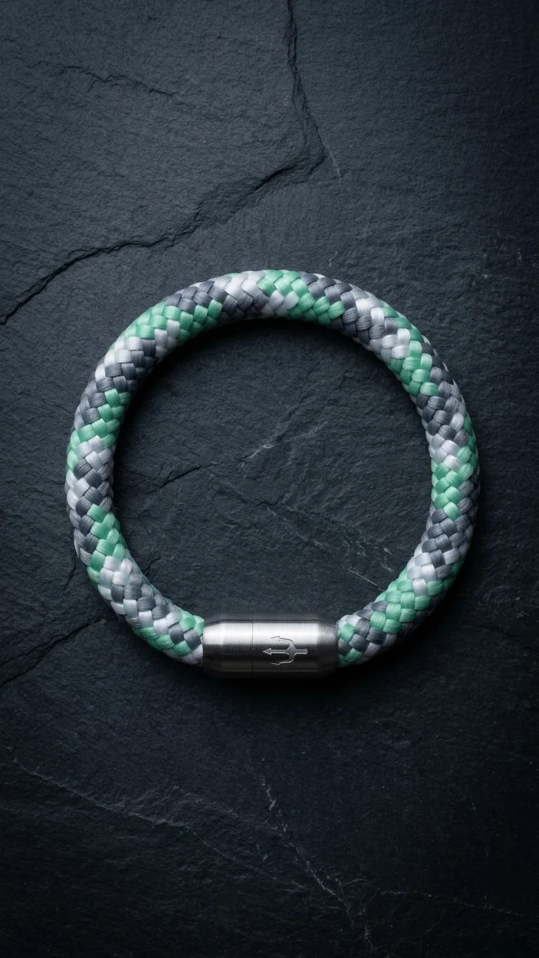 Nautic Force – Mint Tide | Segeltauarmband Herren Grün Mint Grau 8mm