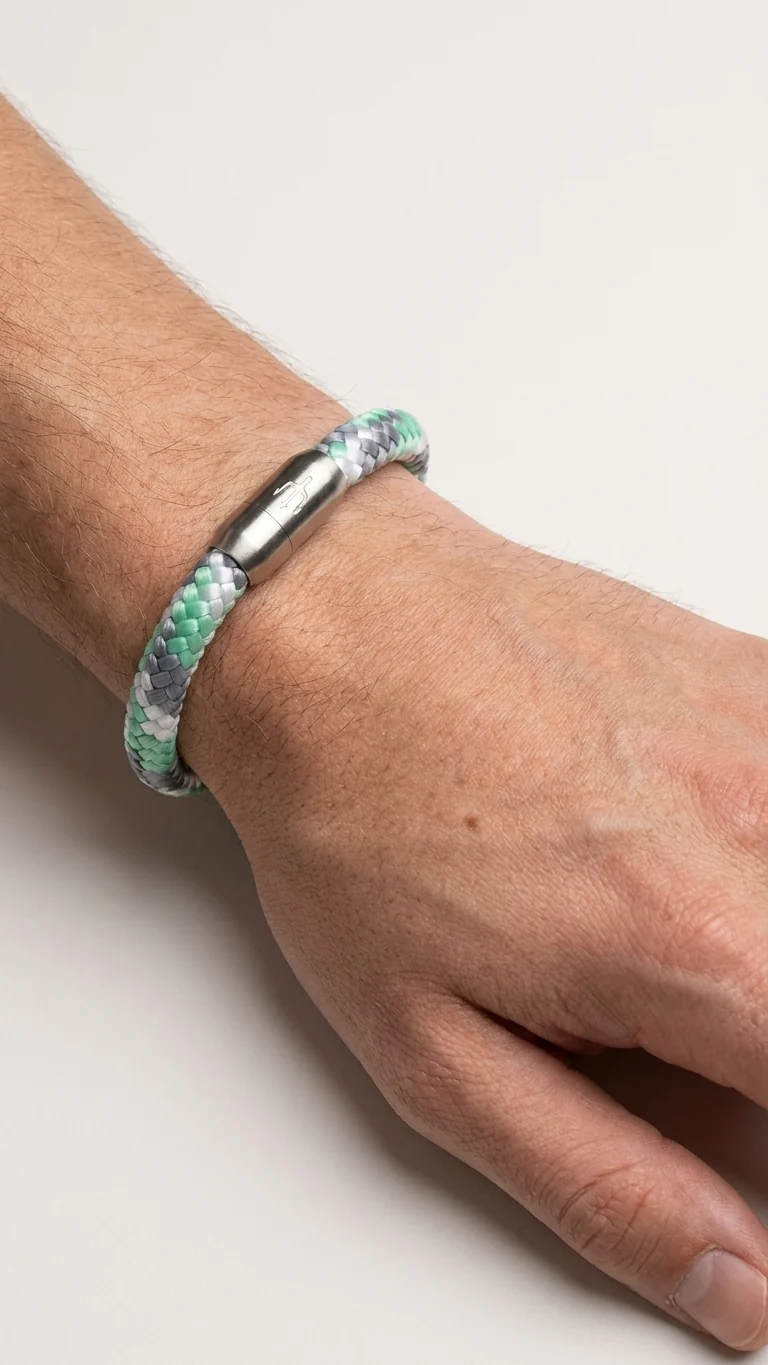 Nautic Force – Mint Tide | Segeltauarmband Herren Grün Mint Grau 8mm