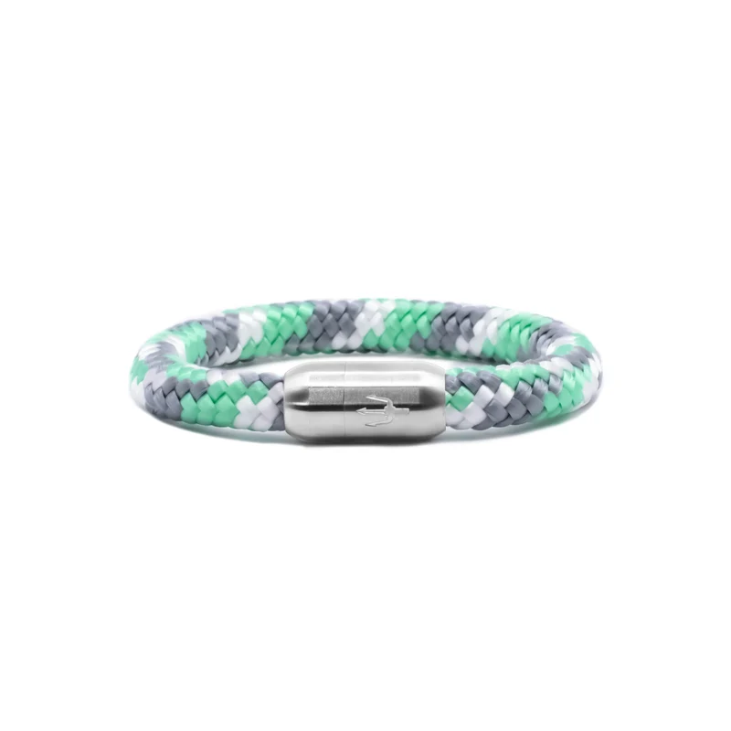 Nautic Force – Mint Tide | Segeltauarmband Herren Grün Mint Grau 8mm