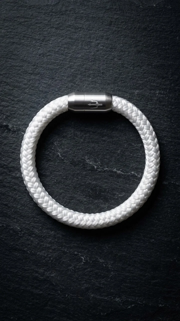 Nautic Force – Frosted Clarity | Segeltauarmband Herren Weiß 8mm