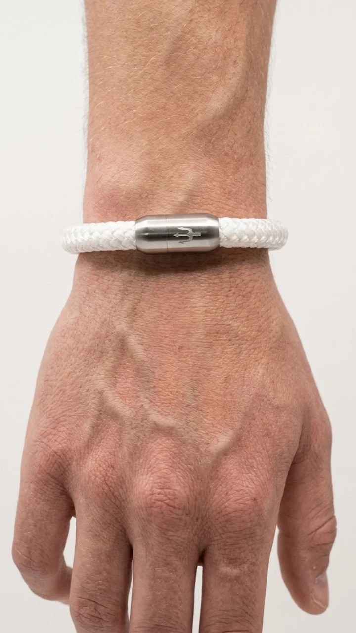 Nautic Force – Frosted Clarity | Segeltauarmband Herren Weiß 8mm