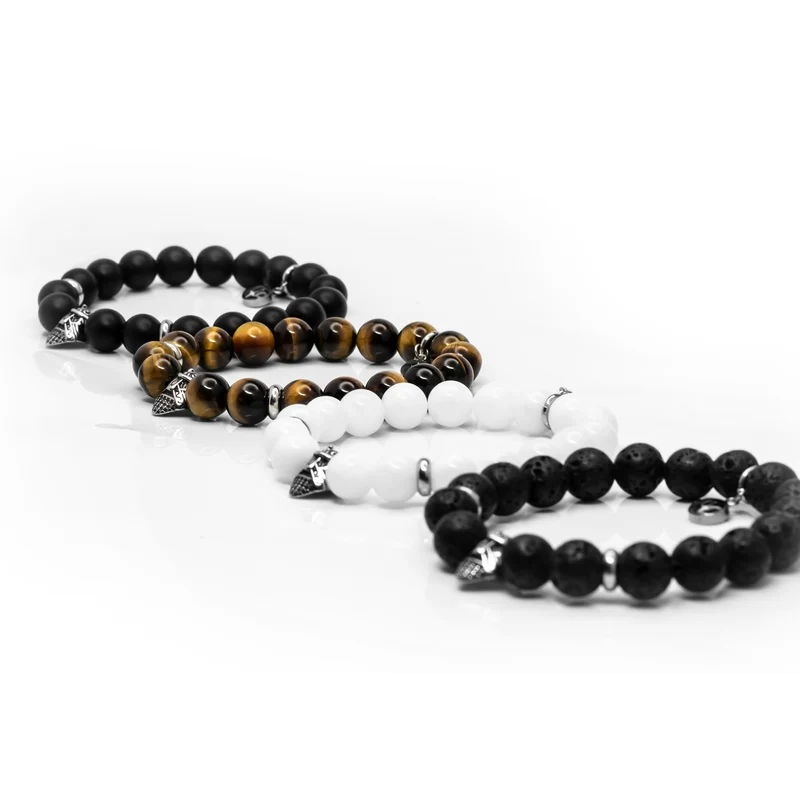 Loodin – Tigerauge | Perlenarmband Herren Braun 10mm Odin-Kopf Wikinger