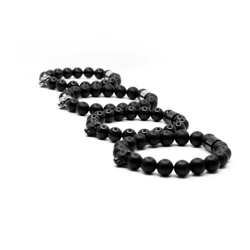 Dark Wild – Onyx matt Black Edition | Perlenarmband Herren Allschwarz 10mm Panther
