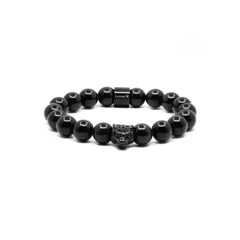 Dark Wild – Obsidian Black Edition | Perlenarmband Herren Allschwarz 10mm Panther