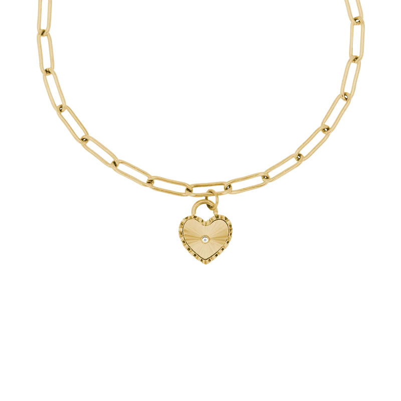 Sunray Heart Charm Pendant Bracelet