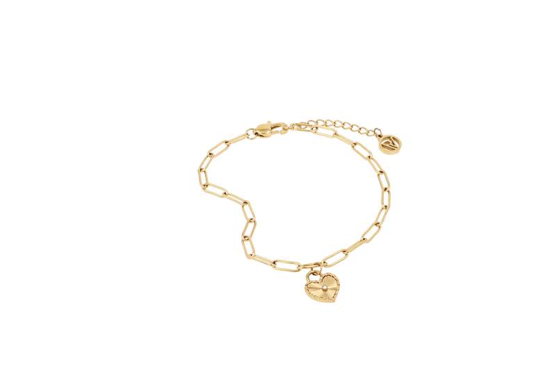 Sunray Heart Charm Pendant Bracelet