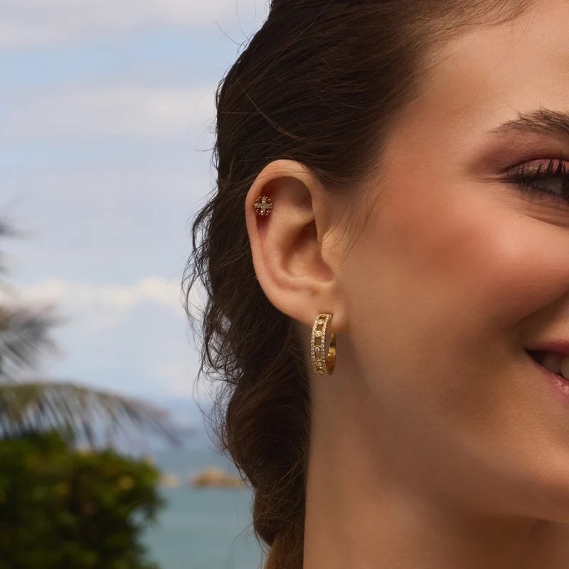 Pave Soul Ohrstecker 14K Vergoldet