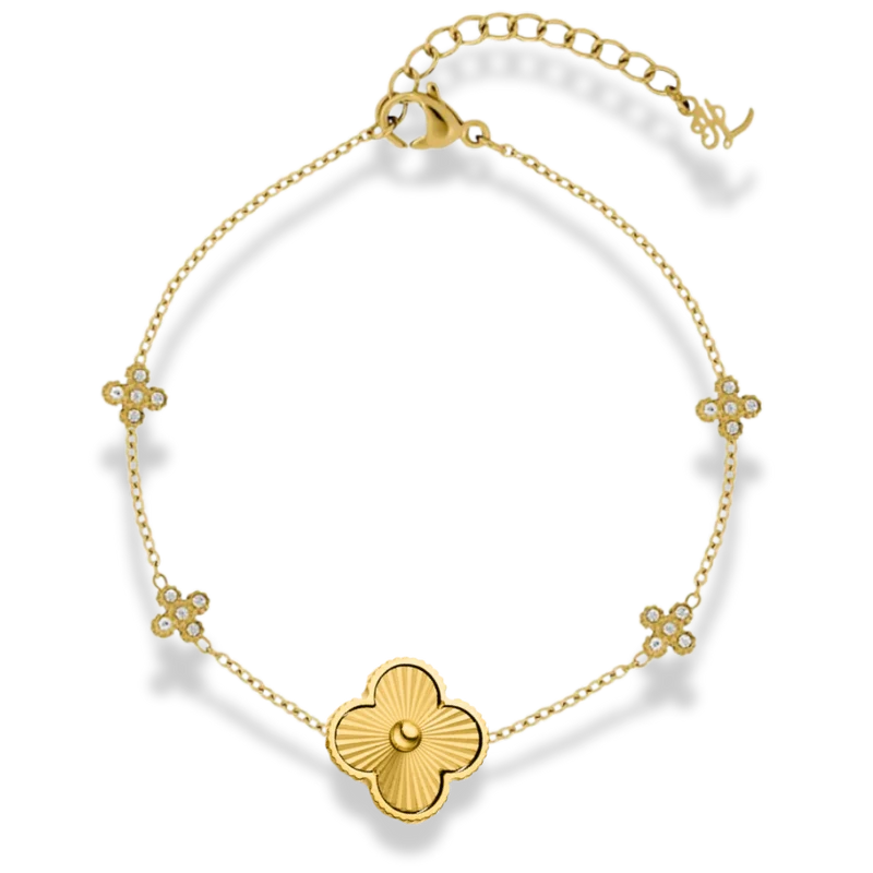Golden Flower Lucky Leaf Armband 14K Vergoldet
