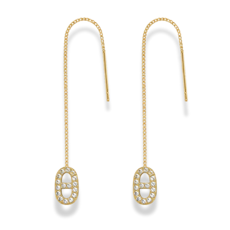 Pave Deluxe Dangle Ohrstecker 14K Vergoldet