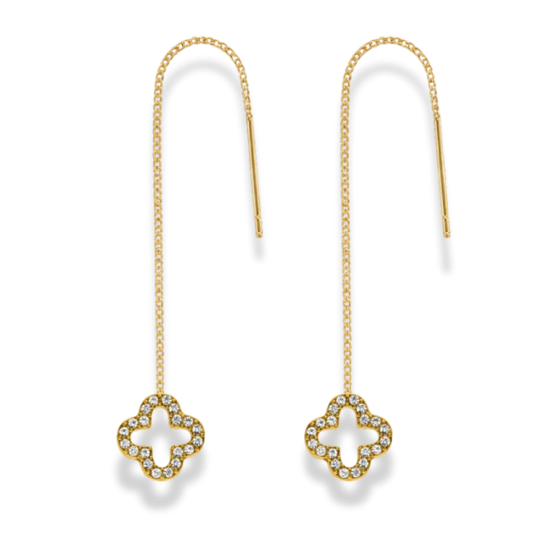 Pave Lucky Aura Dangle Ohrstecker 14K Vergoldet