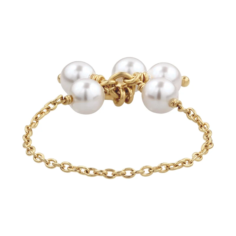 Ketten-Ring Blume | Mit Perlen von Swarovski® (Weiß)
