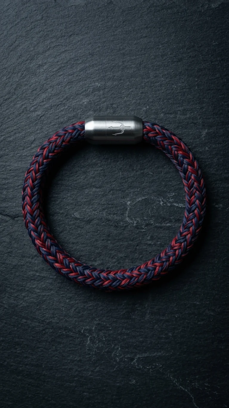Nautic Force – Nightfire | Segeltauarmband Herren Rot Blau 8mm