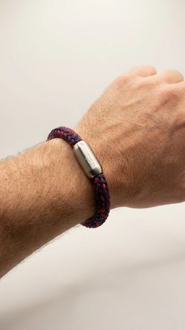 Nautic Force – Nightfire | Segeltauarmband Herren Rot Blau 8mm