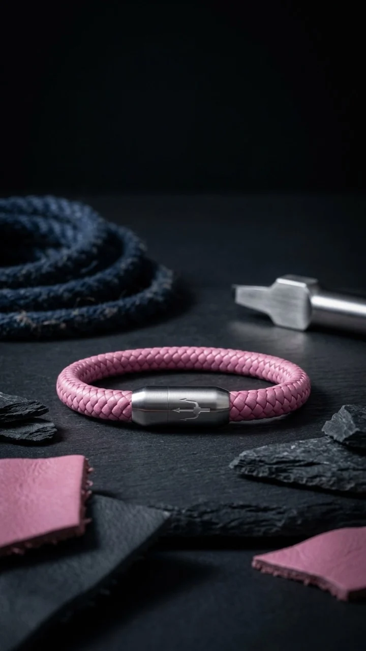 Nautic Force – Blush Glow | Segeltauarmband Damen Herren Pink 8mm
