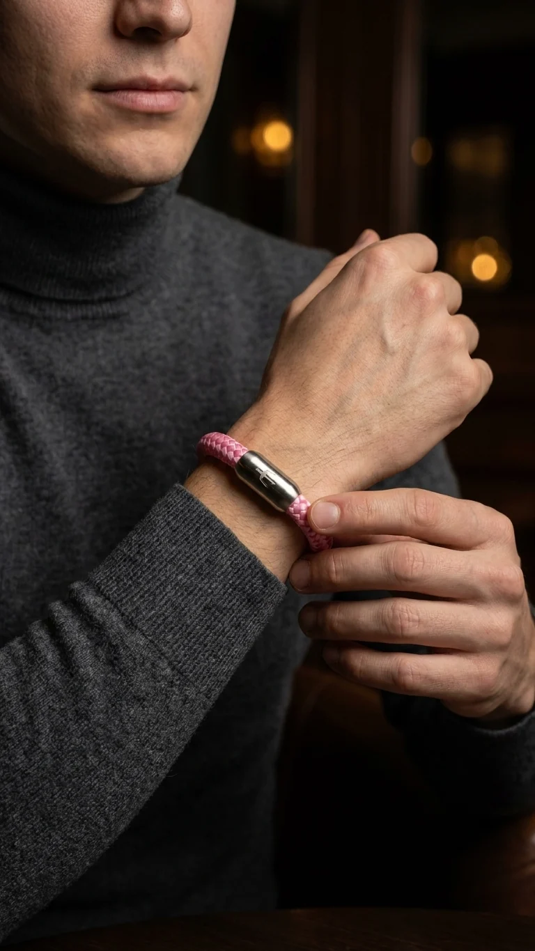 Nautic Force – Blush Glow | Segeltauarmband Damen Herren Pink 8mm
