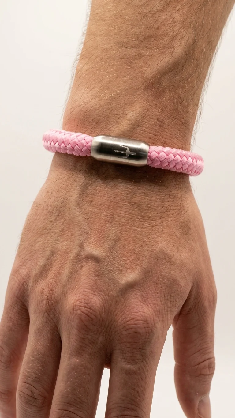 Nautic Force – Blush Glow | Segeltauarmband Damen Herren Pink 8mm