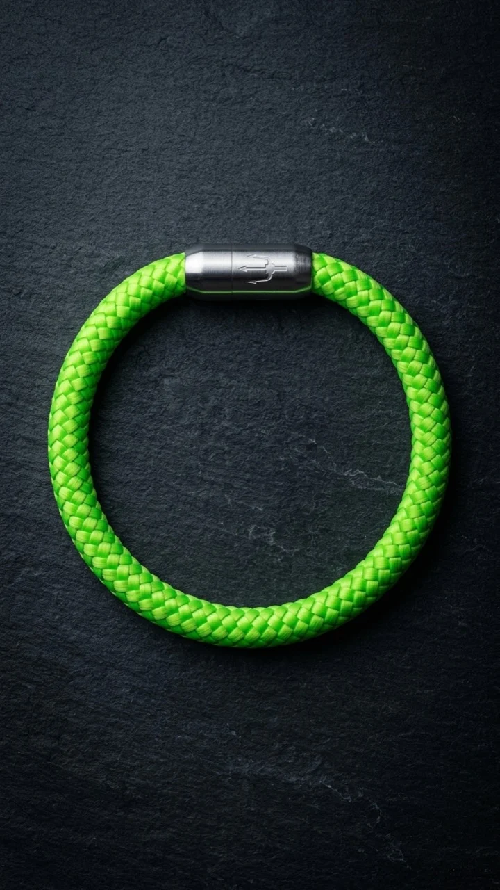 Nautic Force – Neon Lime | Segeltauarmband Herren Neon Grün 8mm
