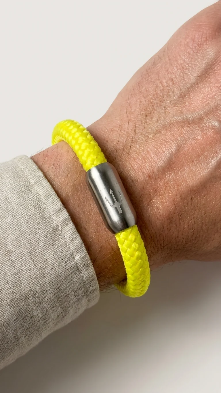 Nautic Force – Neon Glow | Segeltauarmband Herren Neon Gelb 8mm