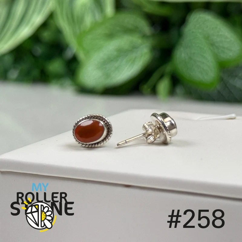 Silberne facettierte Karneol-Ohrringe #S258