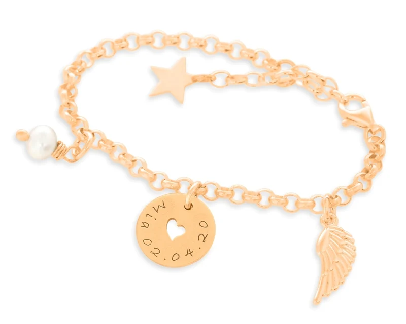 Armband rosé vergoldet Name Herz Anhänger Geschenk Kinderarmband