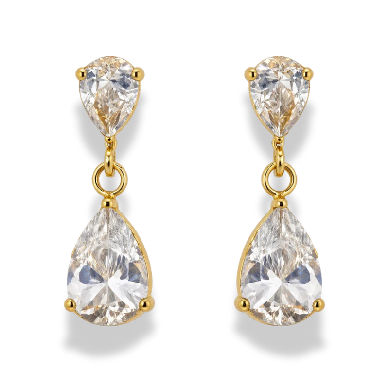 Double Teardrop Ohrstecker 14K Vergoldet