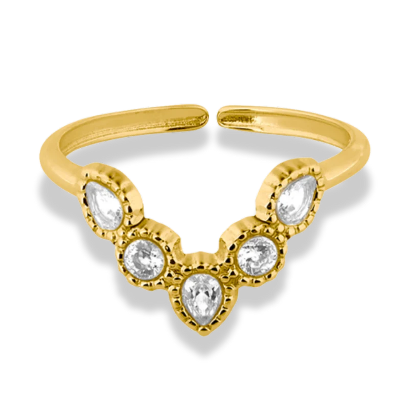 Calm Crystal Majestic Ring 14K Vergoldet