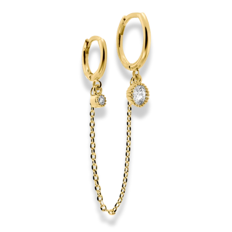 Double Huggie Hoop Ohrring 14K vergoldet