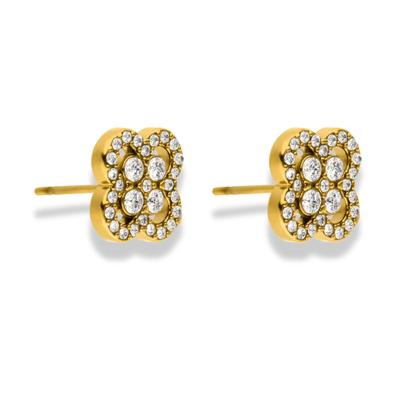 Crystal Lucky Flower Ohrstecker 14K vergoldet
