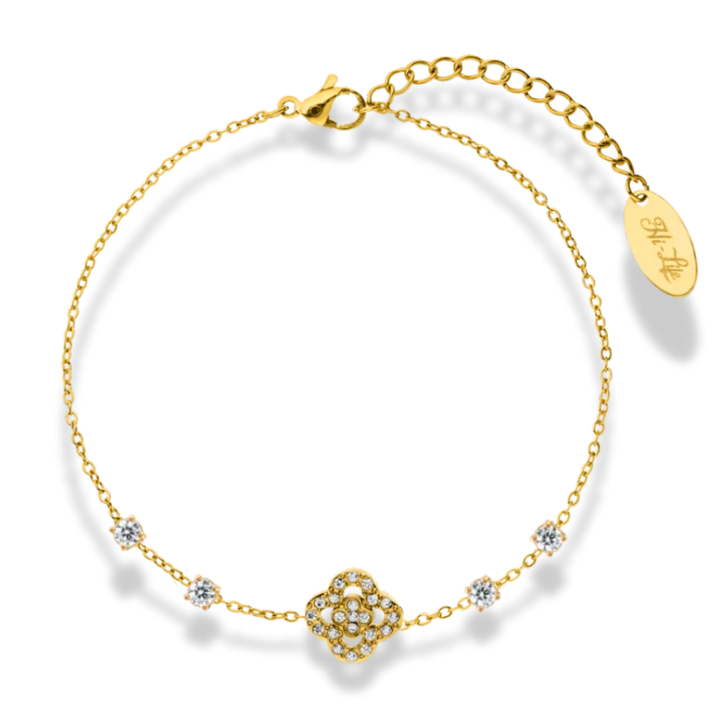 Crystal Lucky Flower Armband 14K vergoldet