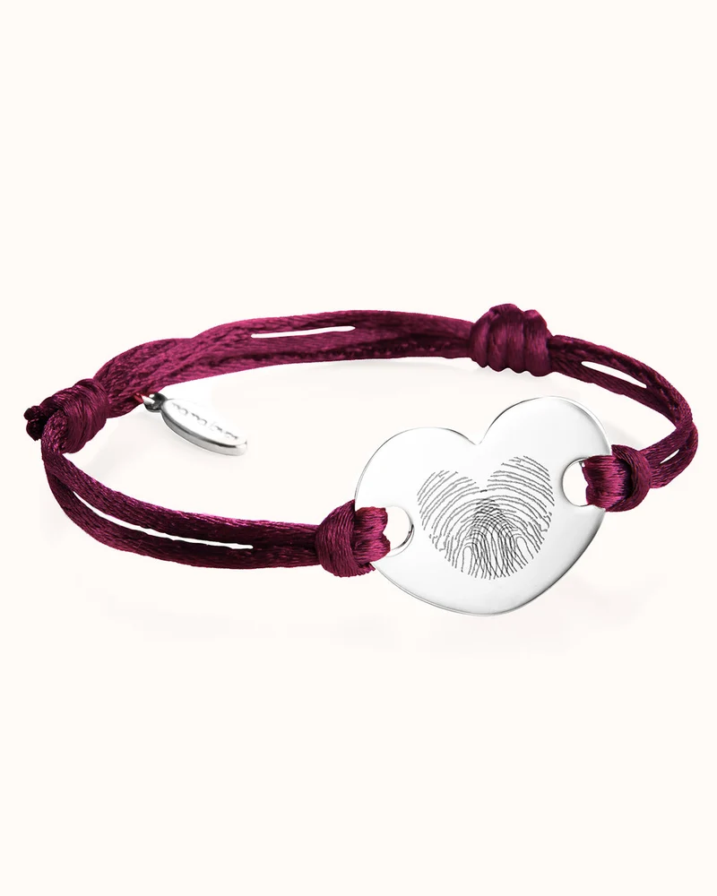 Vingerafdruk Heart Armband - Zilver - Gepersonaliseerde Armband