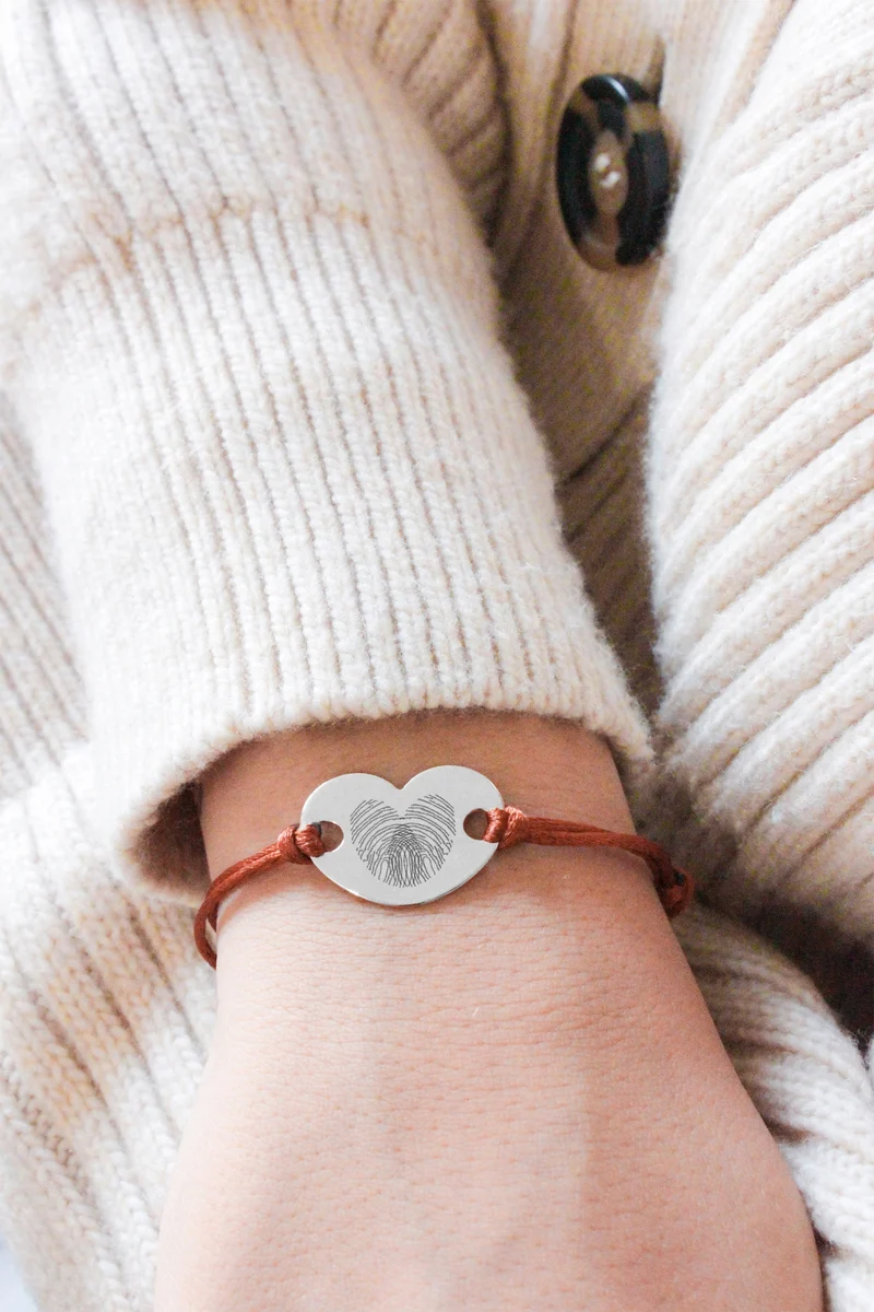 Vingerafdruk Heart Armband - Zilver - Gepersonaliseerde Armband